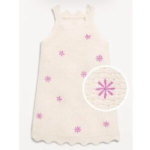 🫐3/$30 Old Navy Cream Dress with Pink Flower Accents size 12-18m